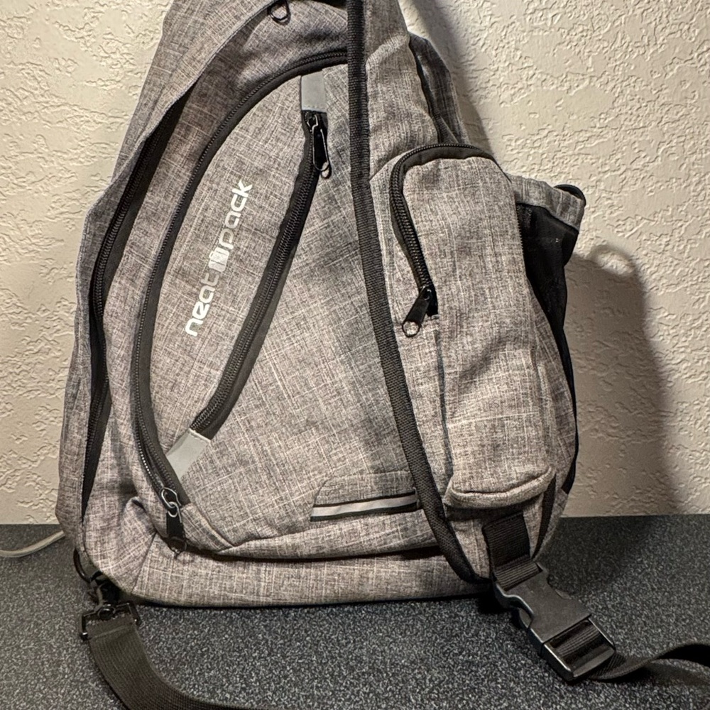 Modern Gray and Black Backpack with Adjustable Straps